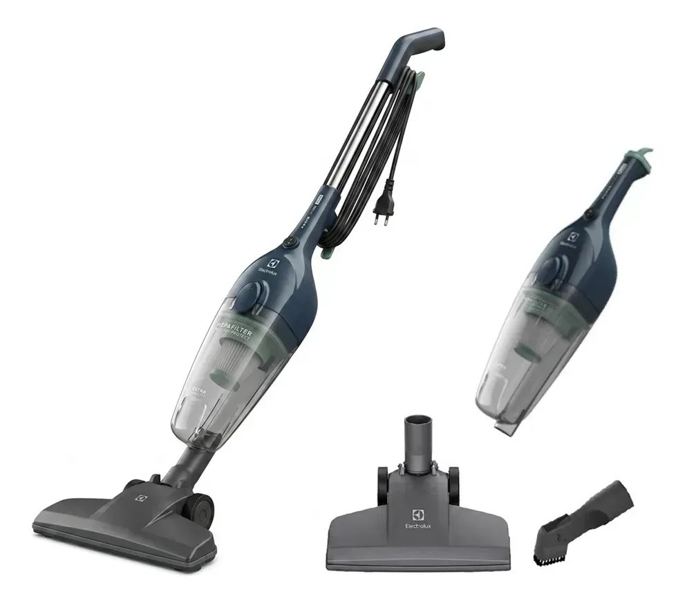 foto de Aspirador pó vertical Electrolux 1450W STK14 cabo 5m portátil de mão 2 em 1 potente capacidade 1,6L filtro HEPA Azul Denim