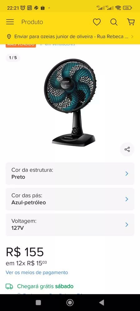 foto de Ventilador de Mesa 30cm Super Power Mondial 60W VSP-30-B