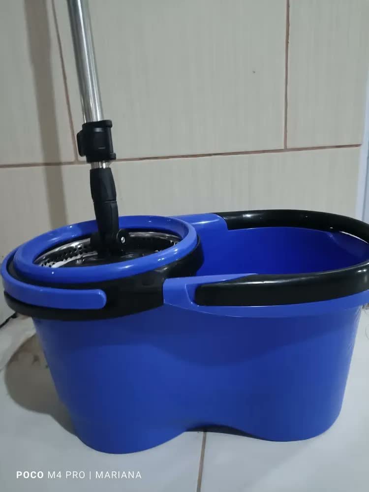 Esfregão Perfect Pro Mop 360° Balde Inox Cabo Longo Microfibra 16L