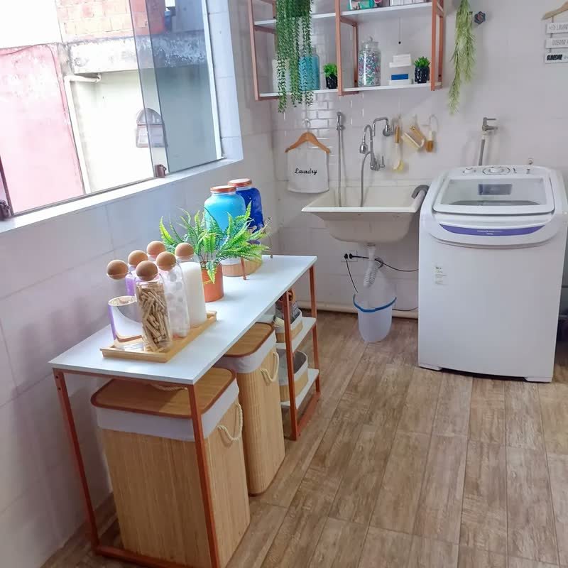foto de comprador de Cesto Bambu Jolitex retangular com tampa bege