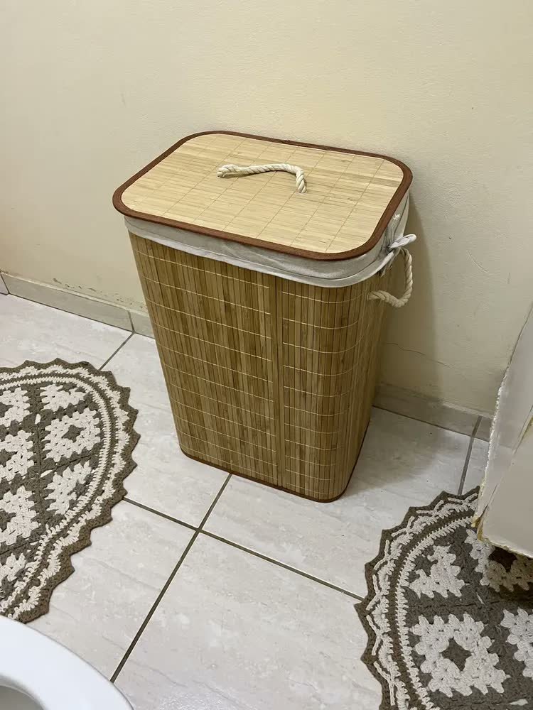 foto de cliente de Cesto Bambu Jolitex retangular com tampa bege