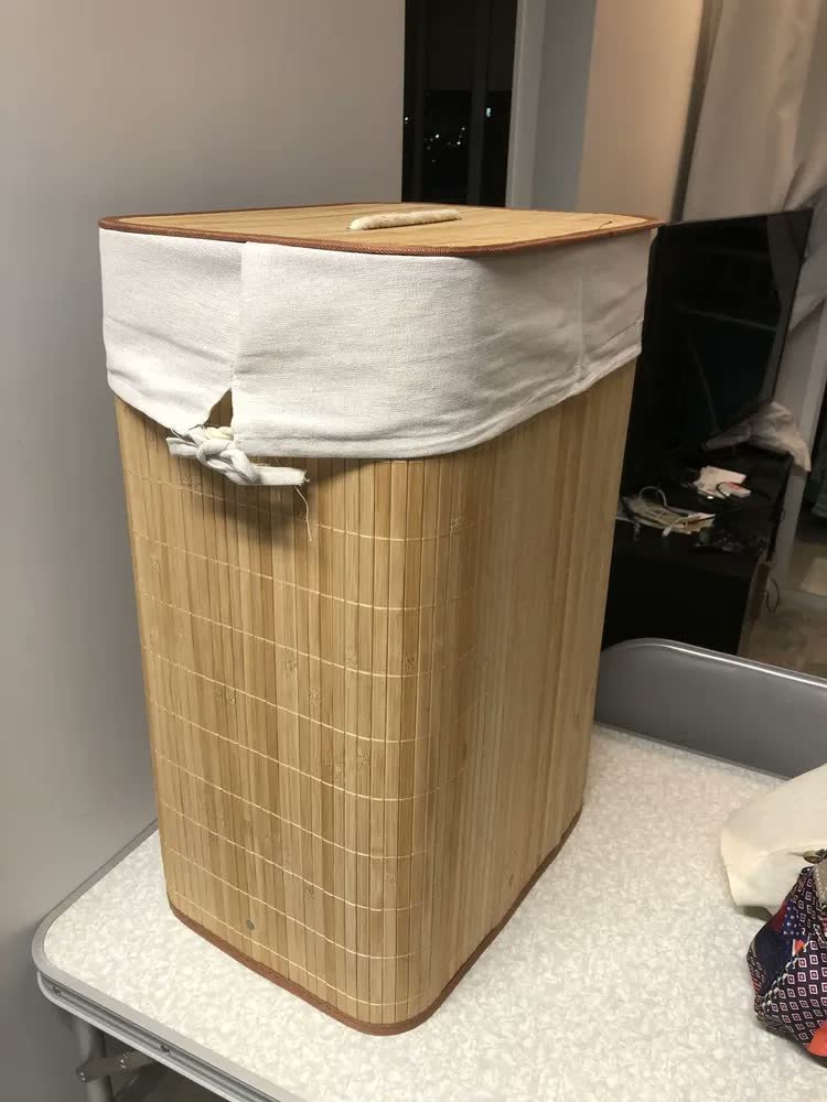foto de cliente de Cesto Bambu Jolitex retangular com tampa bege