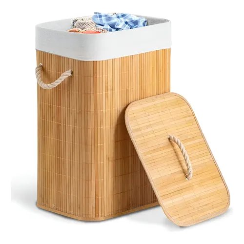 foto de comprador de Cesto Bambu Jolitex retangular com tampa bege