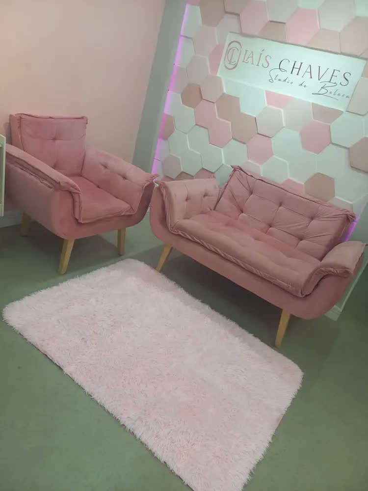 foto de comprador de Tapete Para Sala Quarto In Felpudo Peludo Rosa Bebe Criança