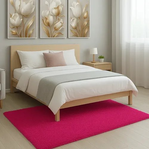 Tapete Para Sala Quarto In Felpudo Peludo Rosa Bebe Criança