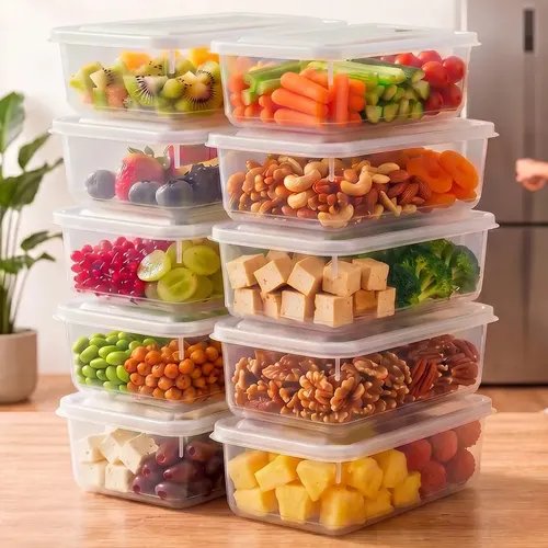 Kit 10 Potes 1 Litro Transparente Marmita Fitness Bpa Free Tampa Hermética Reutilizável Micro E Freezer ponte lar utilidades