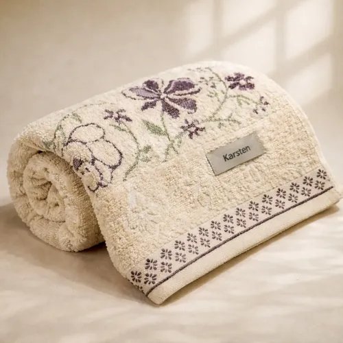 Toalha De Banho Karsten Yuna 100% Algodão Barra Floral Macia