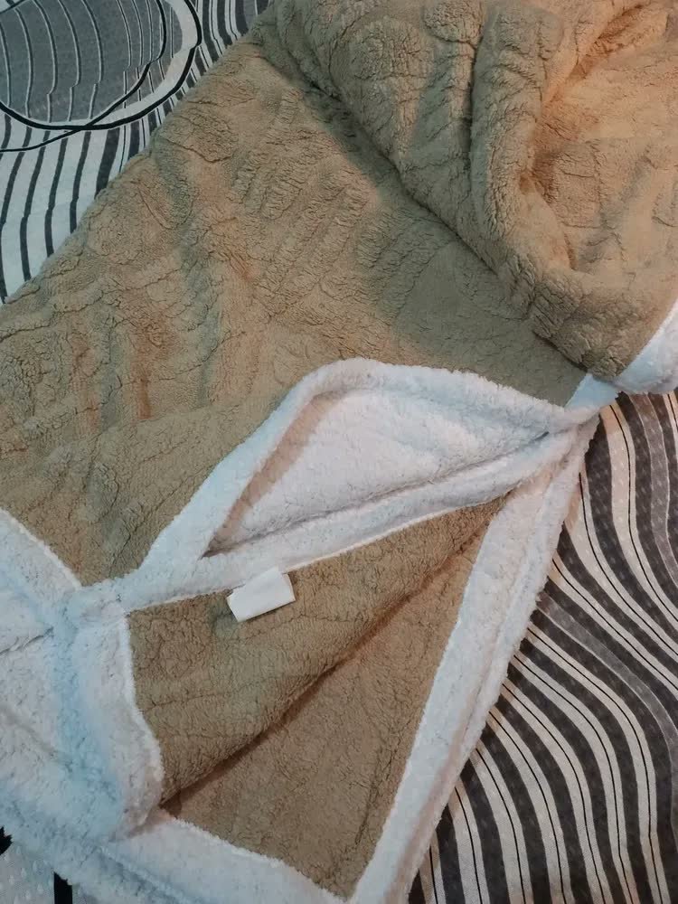 foto de Cobertor Manta Canelado Boreal Casal Dupla Face Sherpa