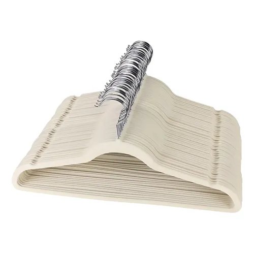 Kit 30 Cabides Veludo Antideslizante Adulto Preto E Bege