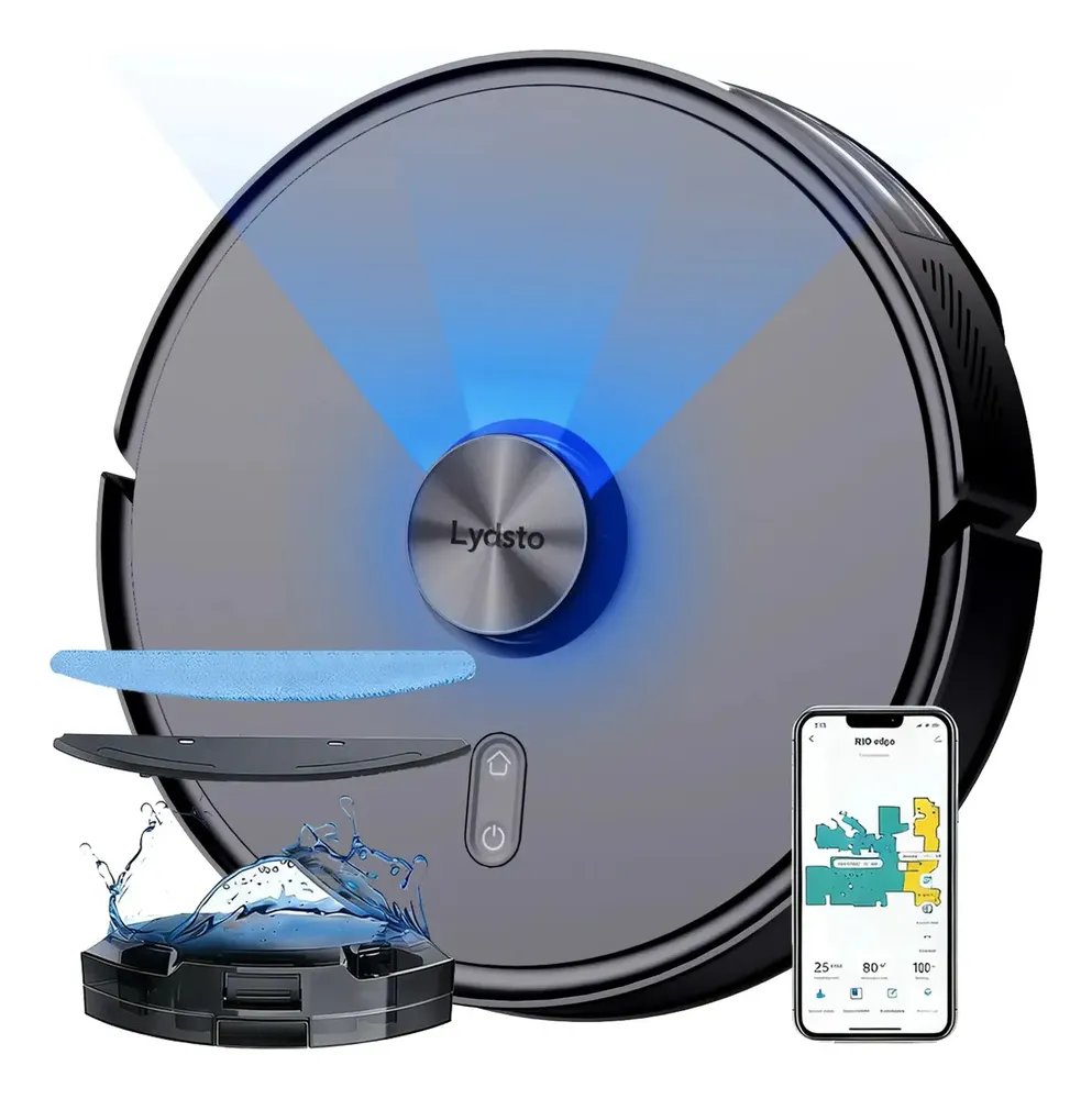 foto de Robô Aspirador de Pó 3 em 1 – Varre Aspira e Passa Pano com Lds Mapeamento Lydsto R1D Compatível com XiaoMi Home