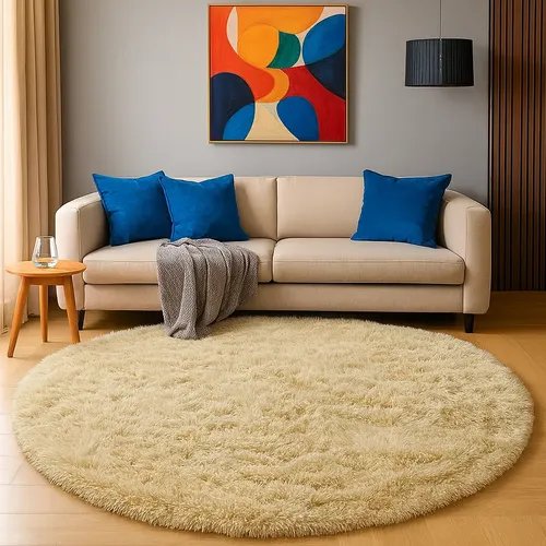Tapete Redondo 140 Cm Peludo Felpudo Macio Para Sala Quarto