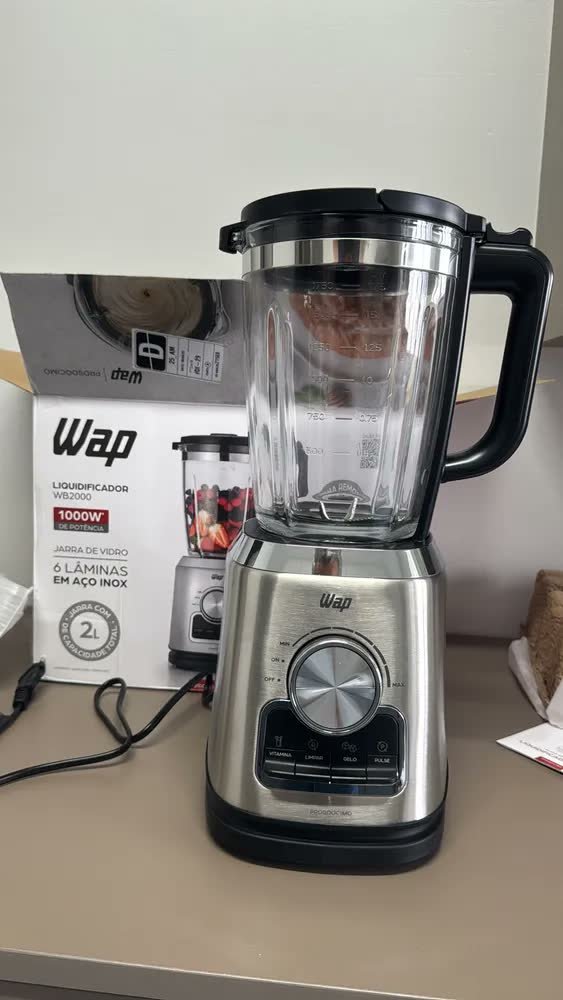 foto de Liquidificador Com Copo De Vidro Wap Wb2000 2l 900w Cinza