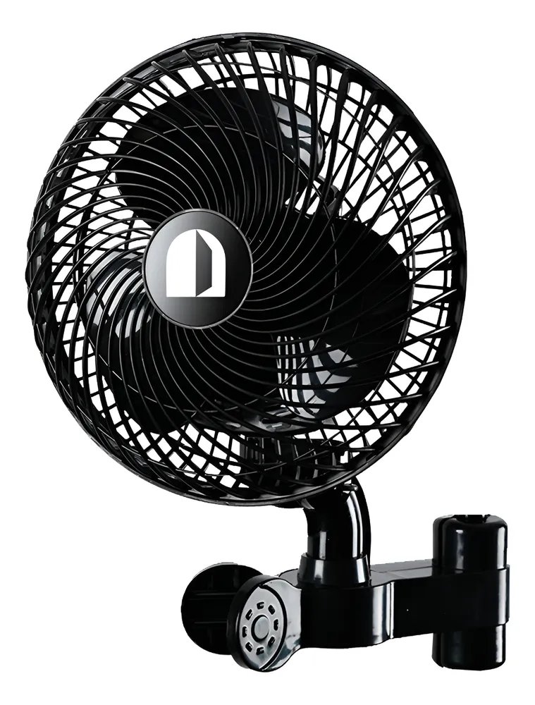 foto de Ventilador Oscilante 20cm Cultivo Indoor Grow Estufa Estrutura Preto Pás Preto Diâmetro 20 cm Material das pás Plástico Quantidade de pás 3