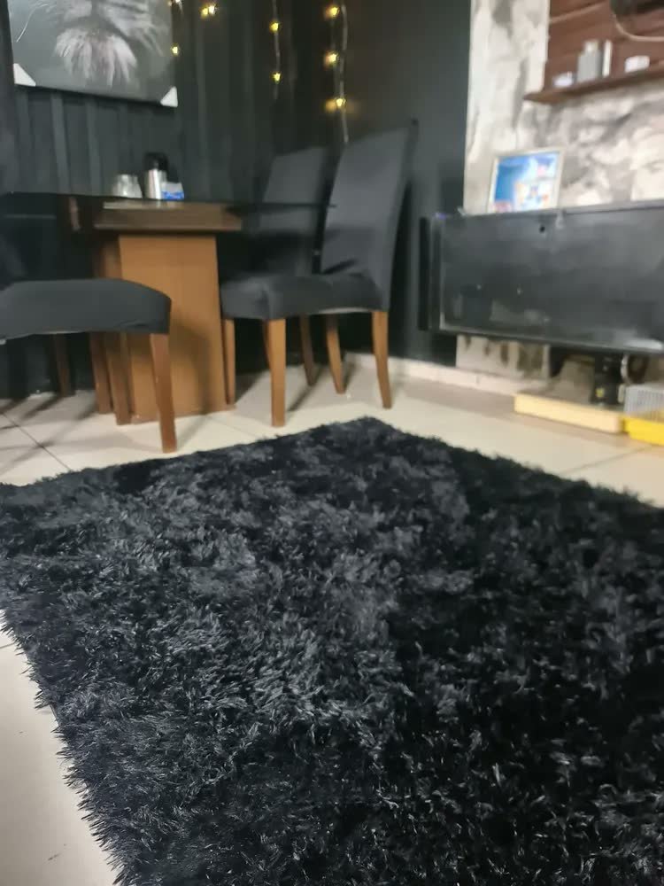 foto de comprador de Tapete 2,00x1,50 Peludo Felpudo Sala E Quarto Cores Cor Cinza Mesclado Desenho Do Tecido Pelo Alto Casa Laura Enxovais Tapete Médio Para Sala