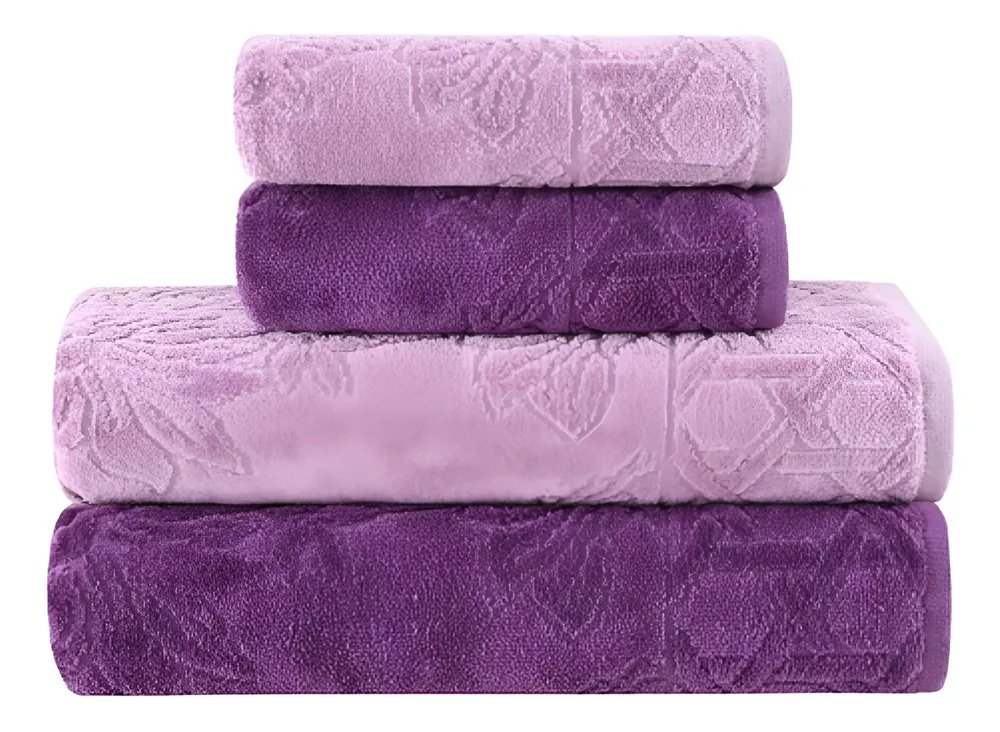 Jogo De Toalhas Banho Village Com 4 Peças Lilás E Roxo Buddemeyer