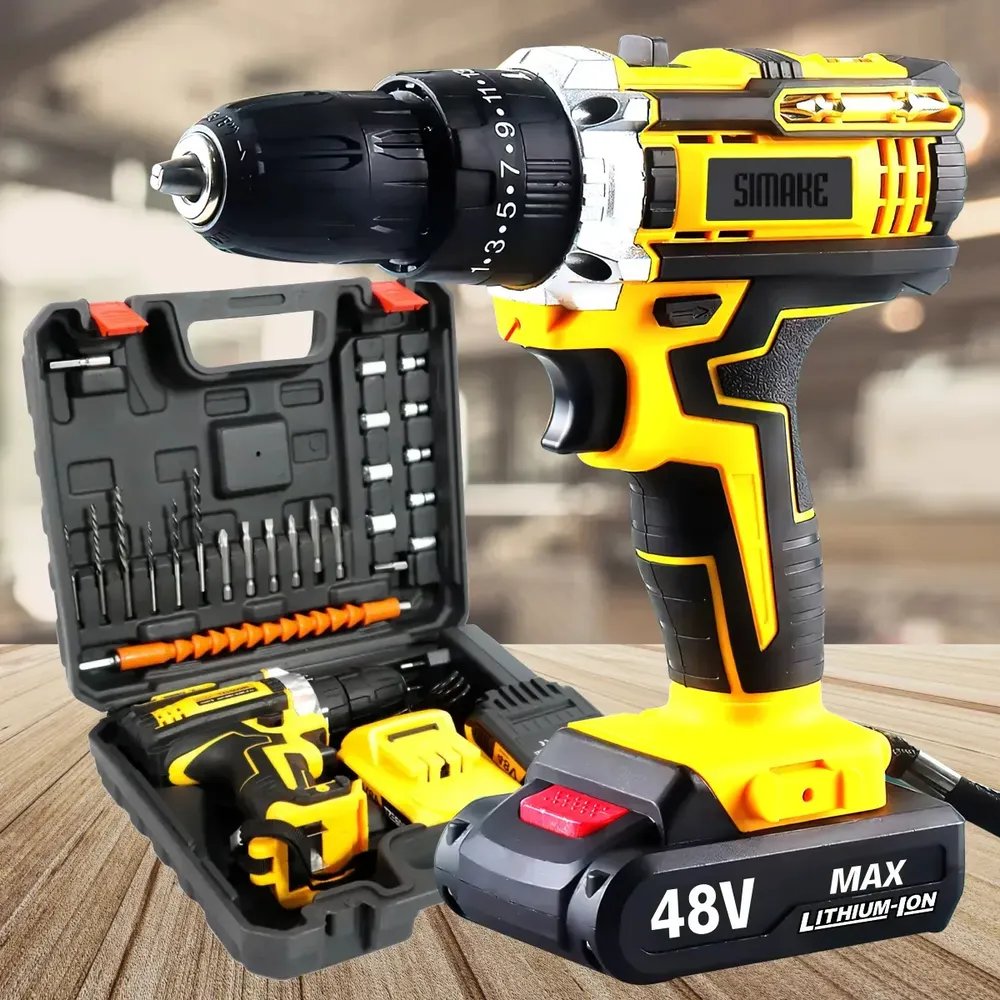 foto de comprador de Parafusadeira Furadeira C/ 2 Baterias Maleta Kit Completo Led Eixo Flexível Vários Níveis Torque Simake