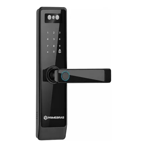 Fechadura Digital Reconhecimento Facial 3D Primebras Frankfurt WiFi Biometria Senha Cartão RFID Eletrônico App Preto