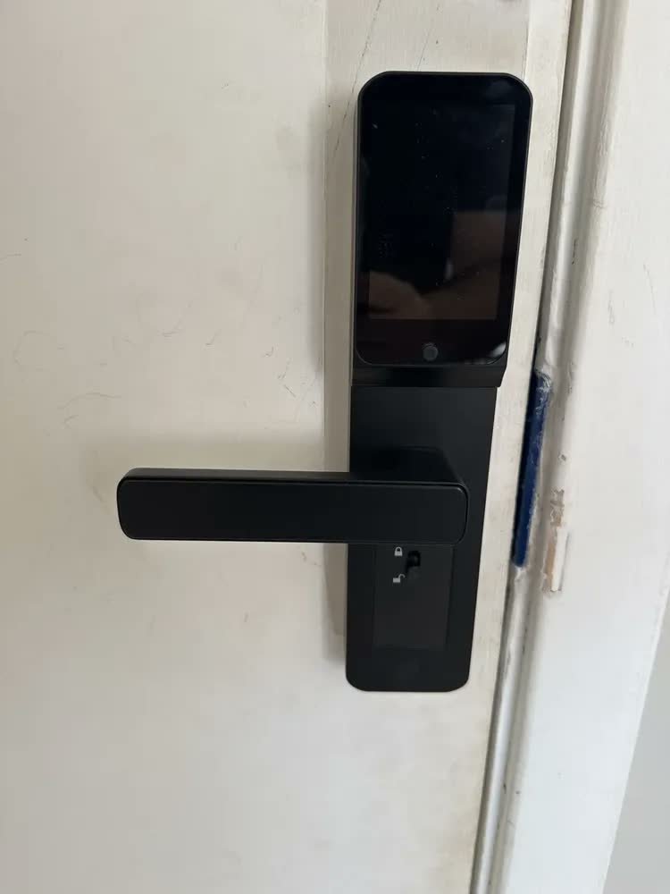 Fechadura Eletrônica Porta Com Câmera Biometria Senha App Preto