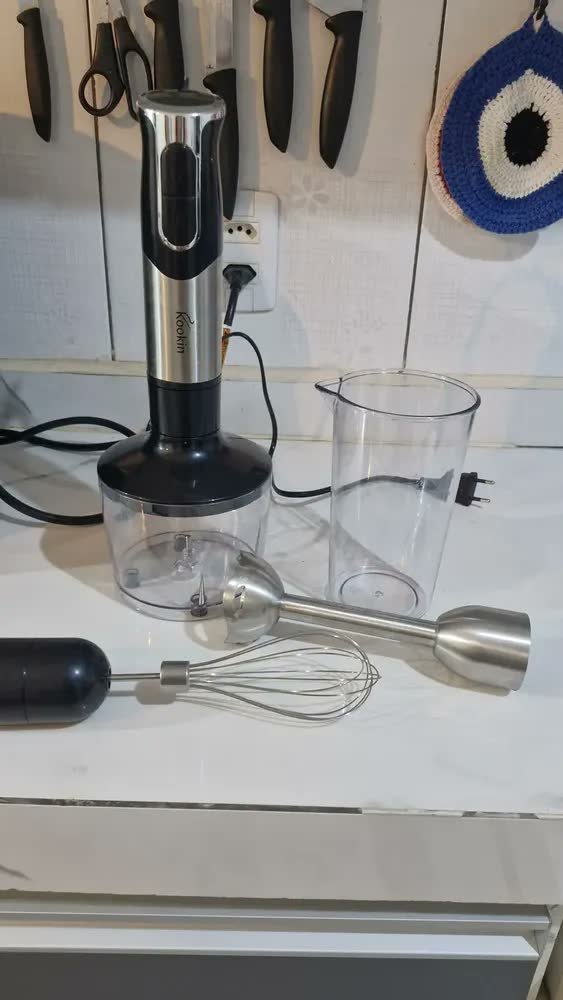 foto de Mixer De Mão Portátil 8 Velocidades 3 Em 1 Inox 800w Kookin Knhb1008 Multifuncional Com Função Turbo E Lâminas Aprimoradas 2 Afiadas + 2 Reforçadas Em Aço Inox 304