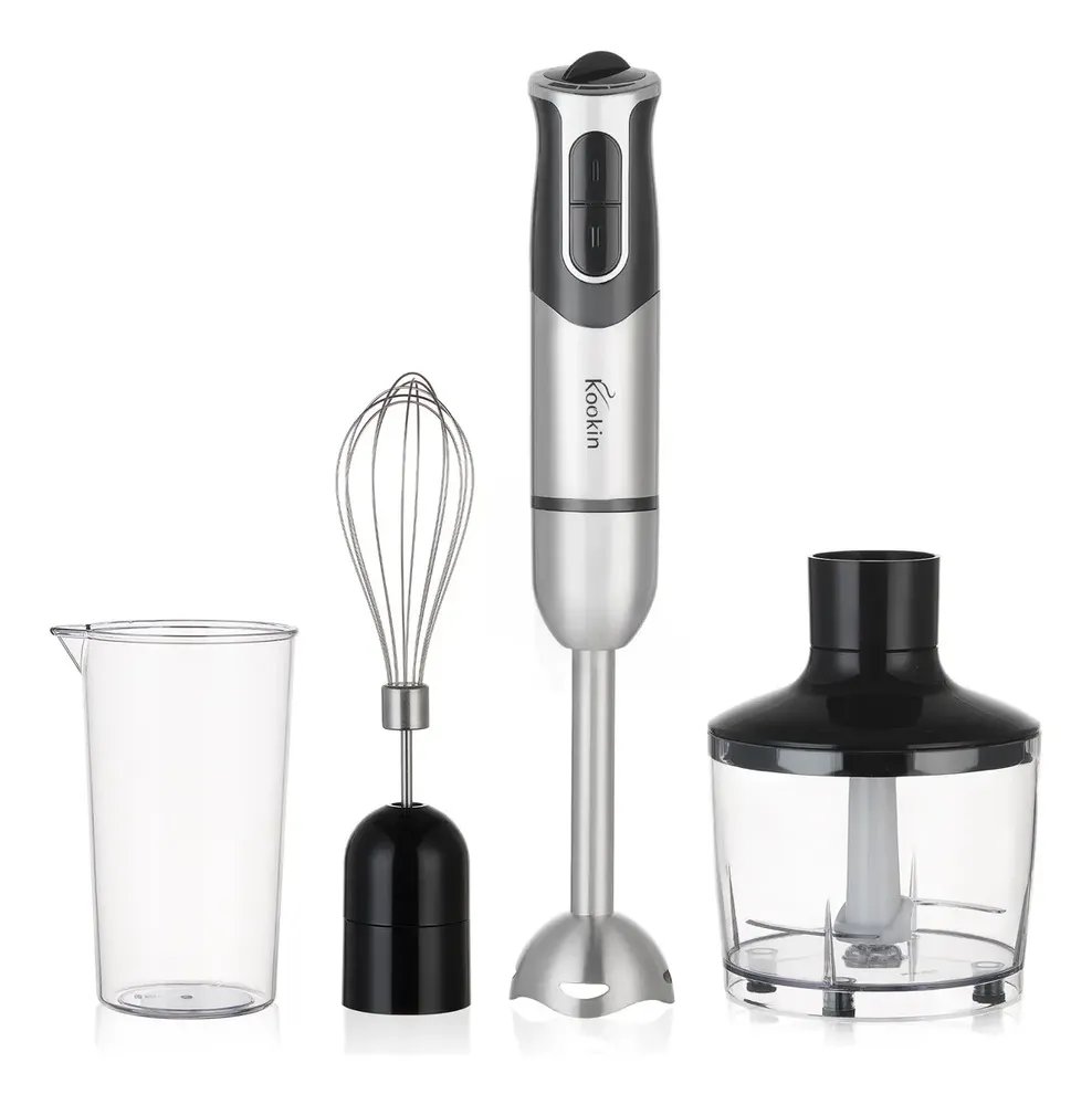 foto de Mixer De Mão Portátil 8 Velocidades 3 Em 1 Inox 800w Kookin Knhb1008 Multifuncional Com Função Turbo E Lâminas Aprimoradas 2 Afiadas + 2 Reforçadas Em Aço Inox 304