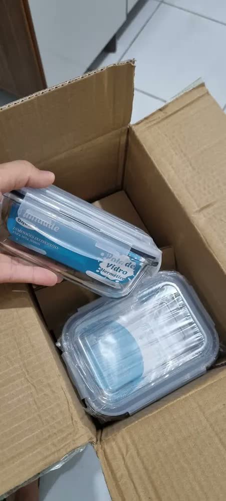 foto de comprador de Kit 10 Potes Vidro Hermético Aristus 640ml Marmita Anti Vazamento Forno Micro-ondas Freezer Tampa 4 Travas - Cinza