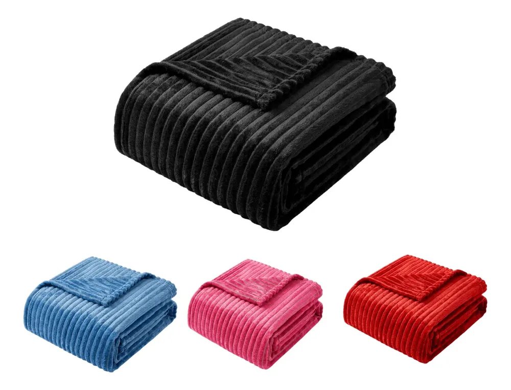 foto de Manta Cobertor Queen 2,20x2,40m Microfibra Soft Canelada