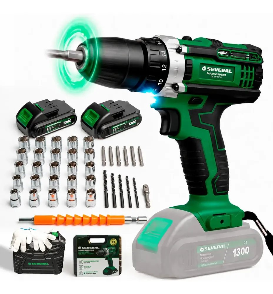 foto de comprador de Parafusadeira Furadeira 21v 1300mah Com 2 Baterias Recarregável Sem Fio Maleta Completa Several Importados