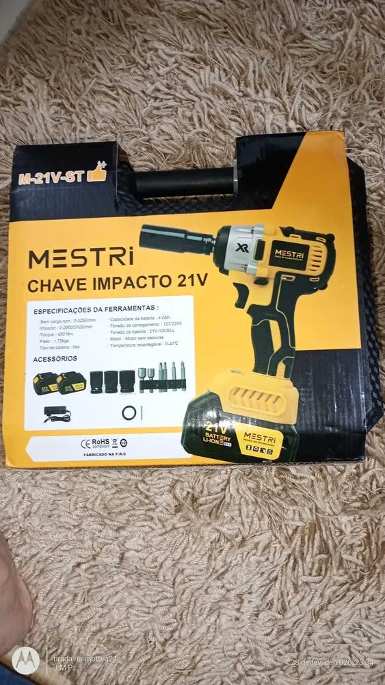 foto de comprador de Chave De Impacto a Bateria Profissional Recarregável 4ah Brushless Parafusadeira Furadeira Alta Potência Sem Escova 2 Baterias MESTRI